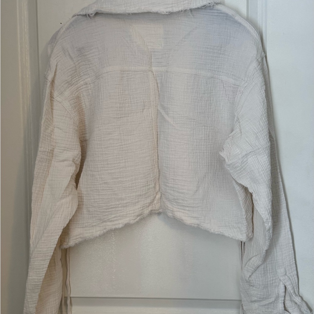 We The Free Cream Cropped Blazer with Textured Fabric - Picture 2 of 3